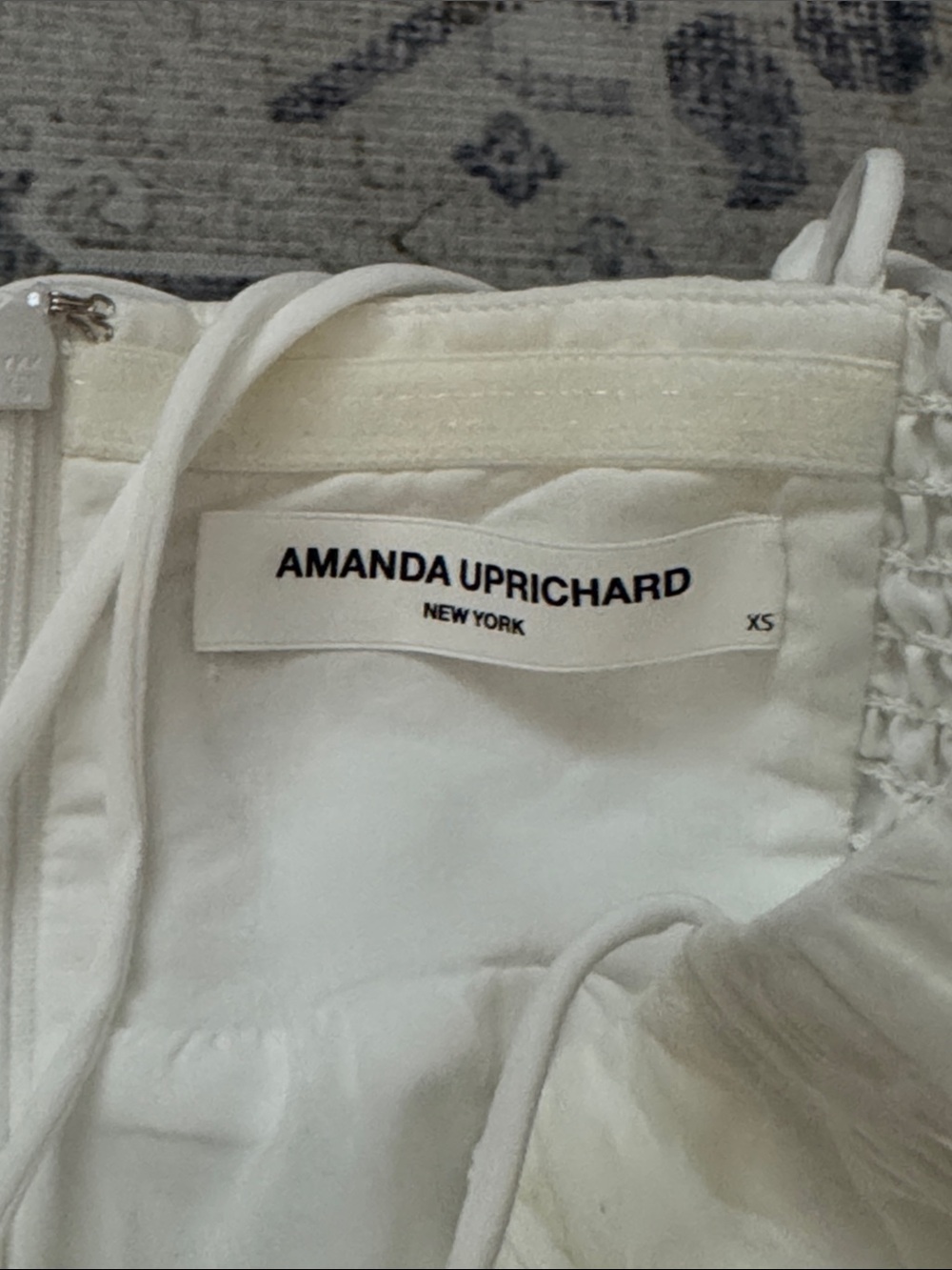 Amanda Uprichard XS White Bridal Cottagecore Baby doll Mini Dress w/Tie Strap - Picture 2 of 3